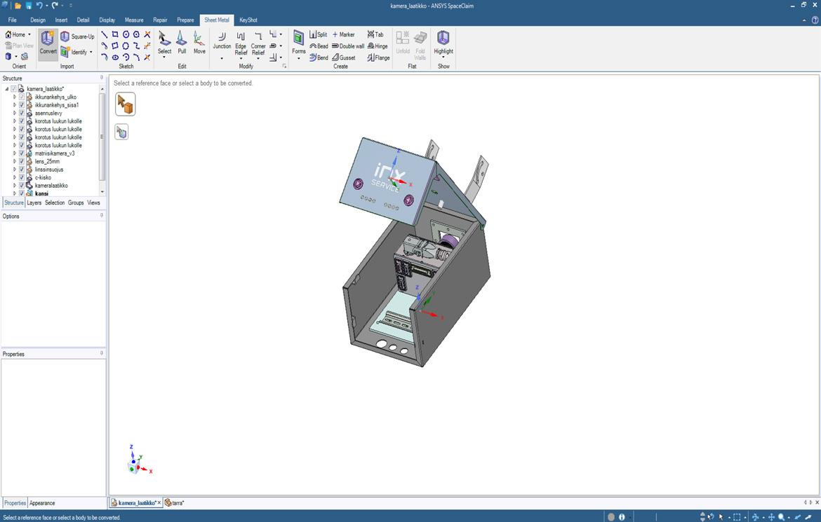 Tuotesuunnittelu: ohutlevyosan 3D-mallinnus CAD-ohjelmistossa